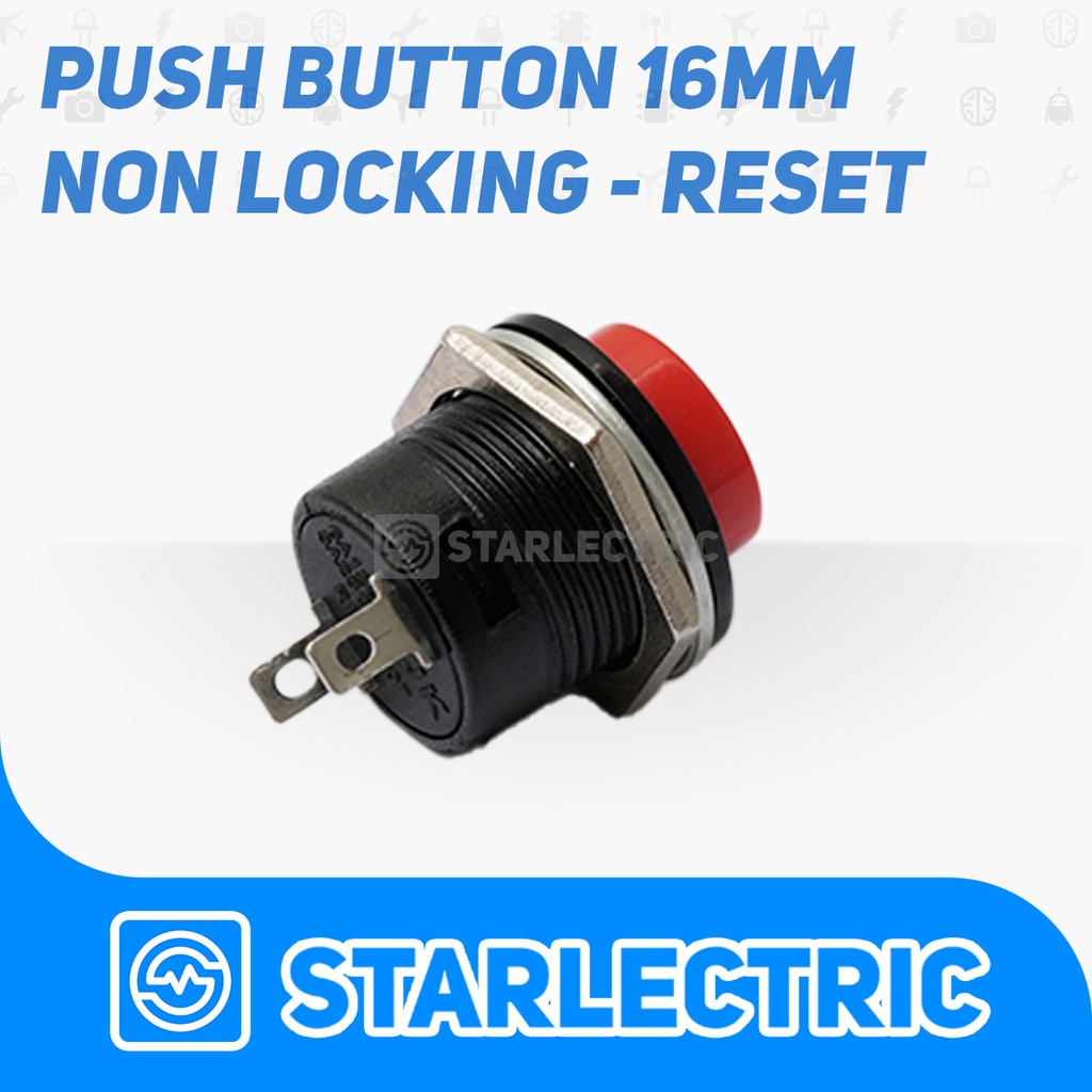 Push Button Switch Reset button non Latching 16mm