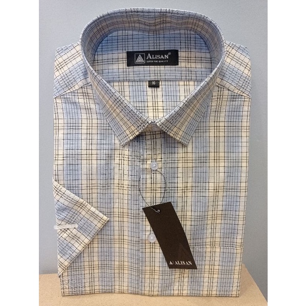 Alisan Kemeja Motif Lengan Pendek Reguler