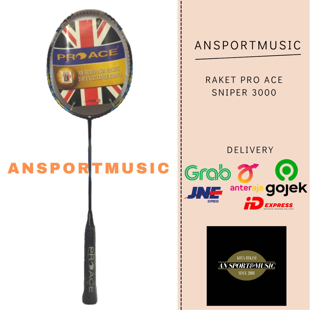 Raket Badminton Pro Ace Sniper 3000 Blue Black Original 100%