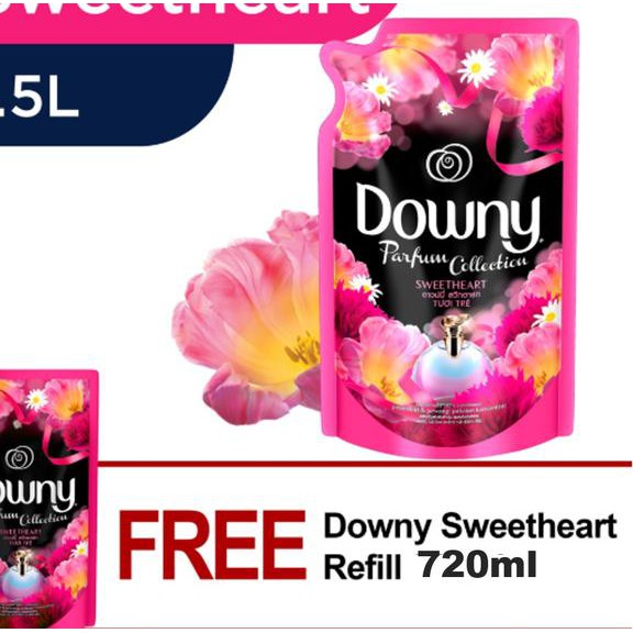 [KODE 99] Downy Pelembut Pakaian Sweetheart Refill 1.5 L (Free Refill 720 ml) TERMURAH