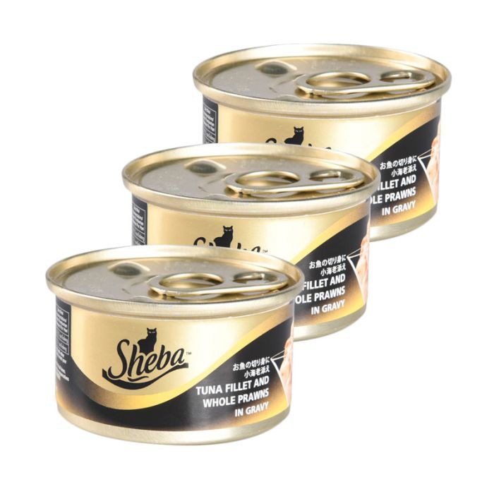 Makanan Kucing Wet Food - Sheba Tuna Fillet & Whole Prawn In Gravy 85g