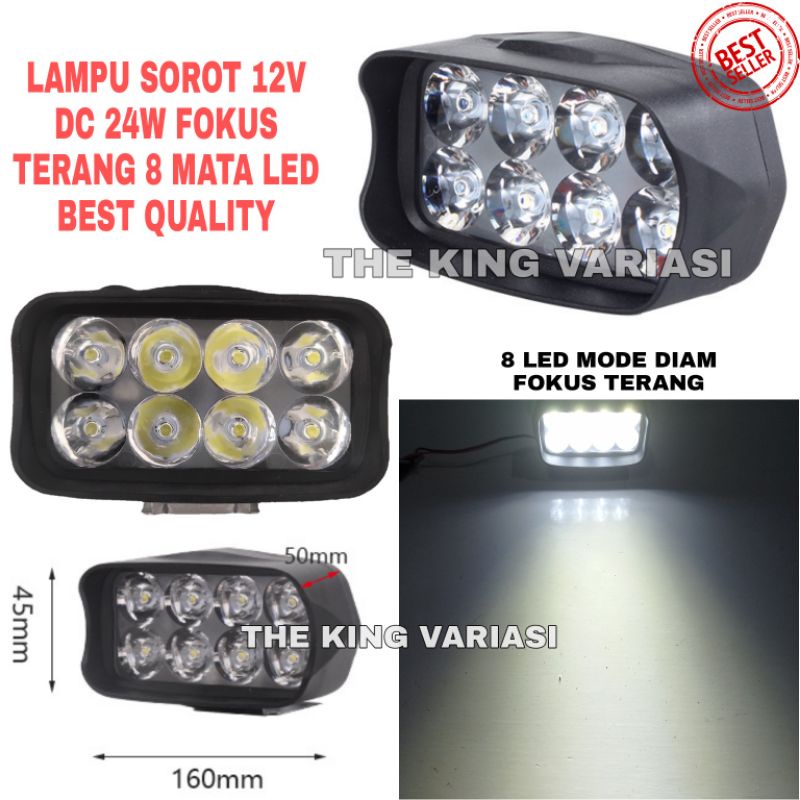 LAMPU SOROT 8 MATA/LAMPU TEMBAK 8 LED/LAMPU SOROT 8 LED DC 12V/LAMPU SOROT 8 MATA WORK LIGHT CREE 12