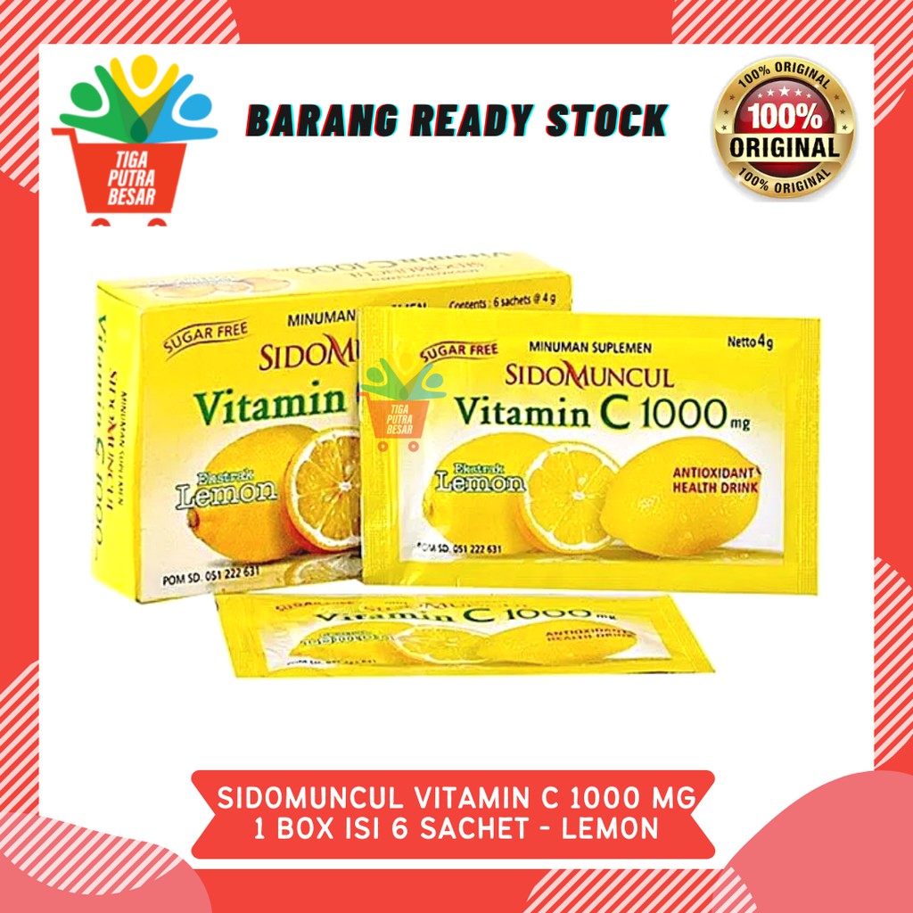 VITAMIN C 1000 MG SIDOMUNCUL BOX ISI 6 SACHET SUGAR FREE