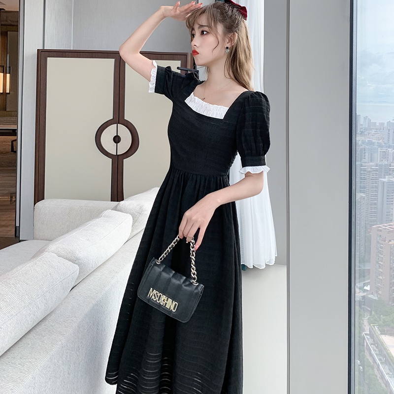 【Rozen】Basic French Style Black Midi Dress  R097