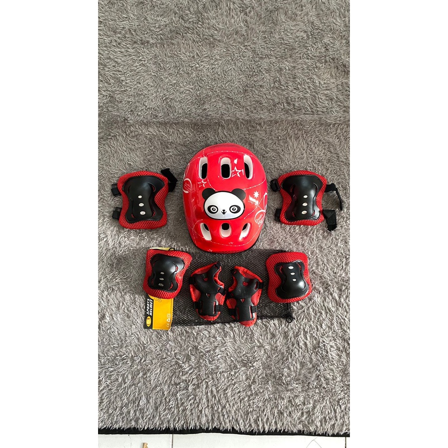 Paket Helm + Deker Sepatu Roda Anak / Skater inline Basic Protector -