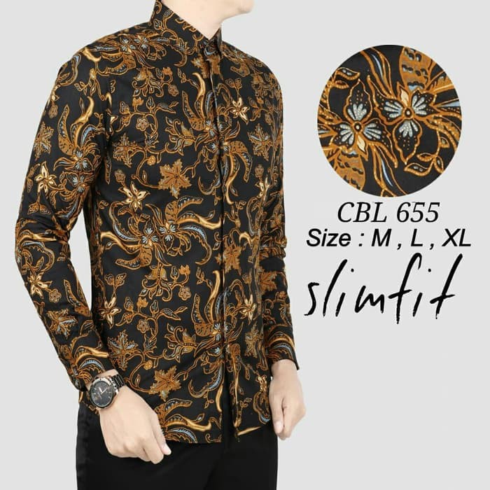 KEMEJA BATIK PRIA SLIM FIT MEWAH CBL 655