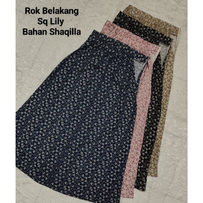 Rok Wanita Span Panjang Korea Style Bahan Shaqilla Sq Daisy &amp; Sq Lily Motif Bunga Model Kekinian