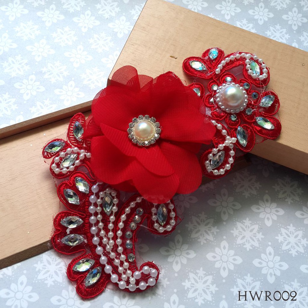 [SIAP KIRIM] TIARA PENGANTIN HEADPIECE WEDDING HAIRPIECE MERAH HWR002