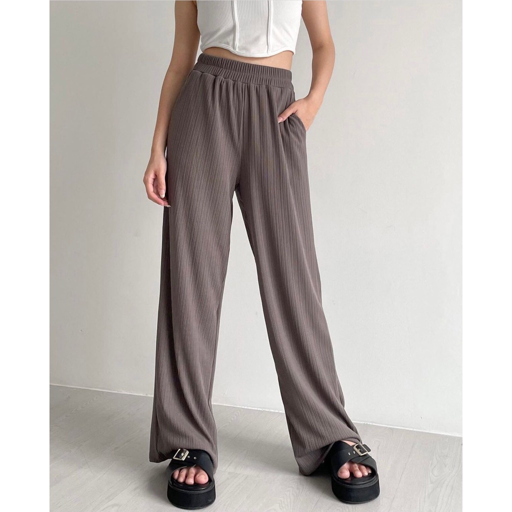 POTTIE - Peggy Knit Pants - Celana High Waist Kulot Panjang Wanita