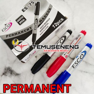 

Spidol Permanen Marker Hitam Biru Merah Esco Permanent Papan Paket - Hitam