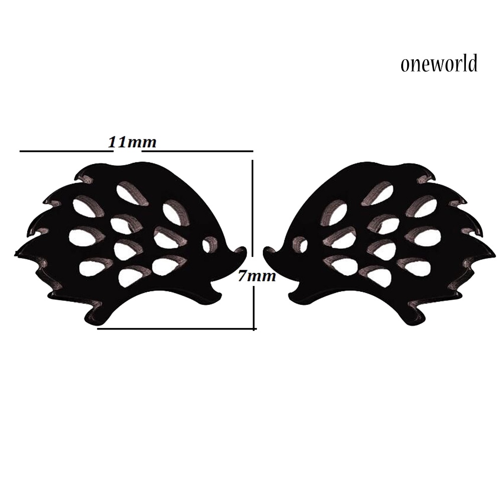 OW@ Stainless Steel Minimalist Hollow Hedgehog Women Stud Earrings Jewelry Gift