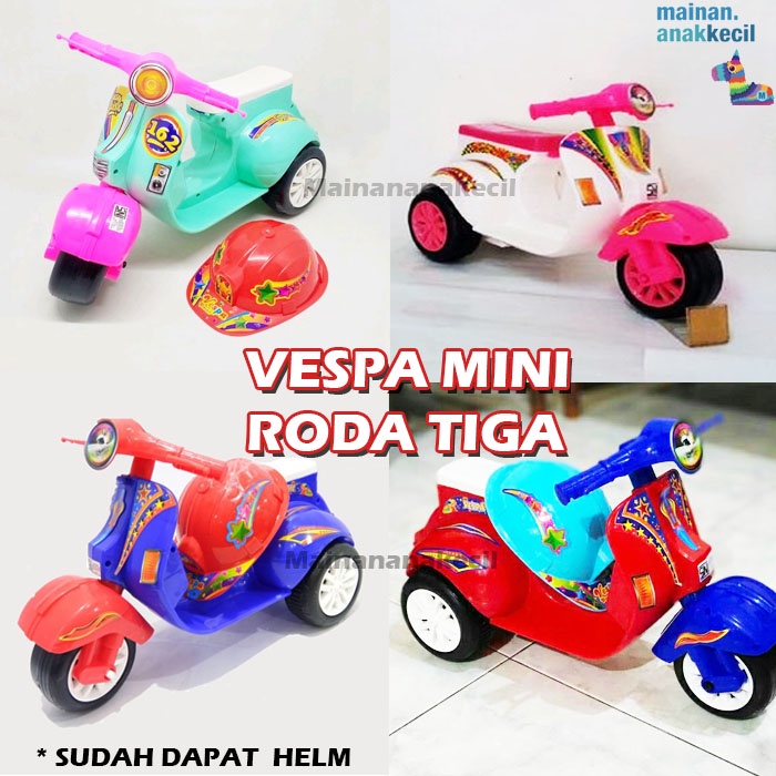 Mainan Motor Vespa Mini Anak Dorong Sarimin Klasik Roda Tiga 3