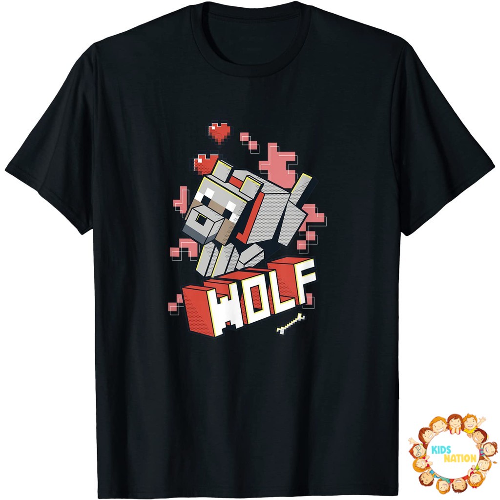Baju Anak Minecraft Wolf Hero Love T-Shirt