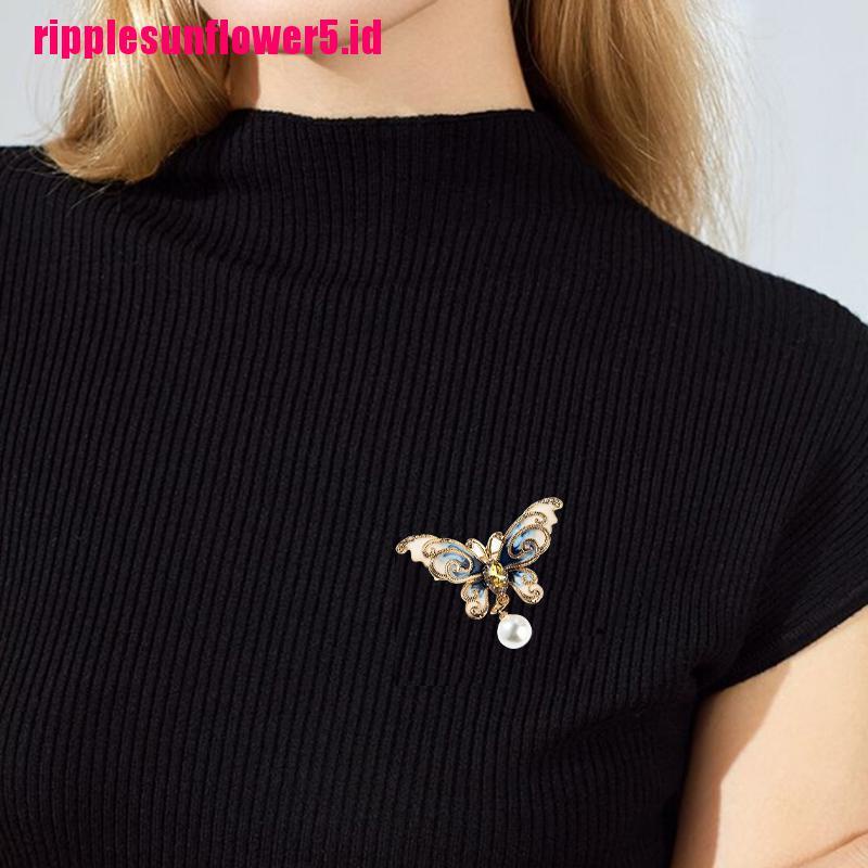 # Kaos T-Shirt Wanita Lengan Pendek Motif Print #Bros Bentuk Kupu-Kupu Aksen Mutiara Dan Berlian Imitasi Untuk Wanita Butterfly