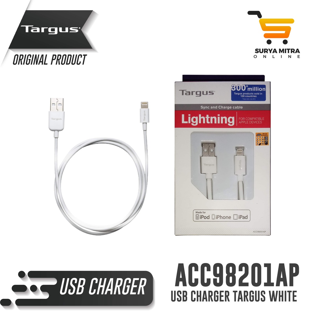 Targus ACC98201 Lightning To USB Cable 3M White - ACC98201AP