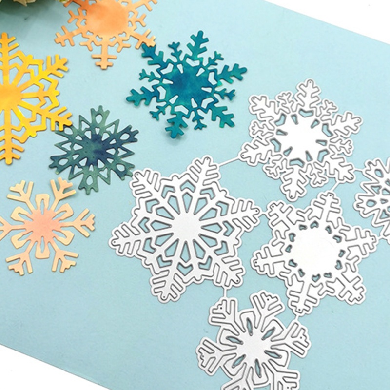 Cetakan Stensil Cutting Dies Motif 5 Snowflake Natal Bahan Metal Untuk Scrapbook / Craft DIY / Embossing