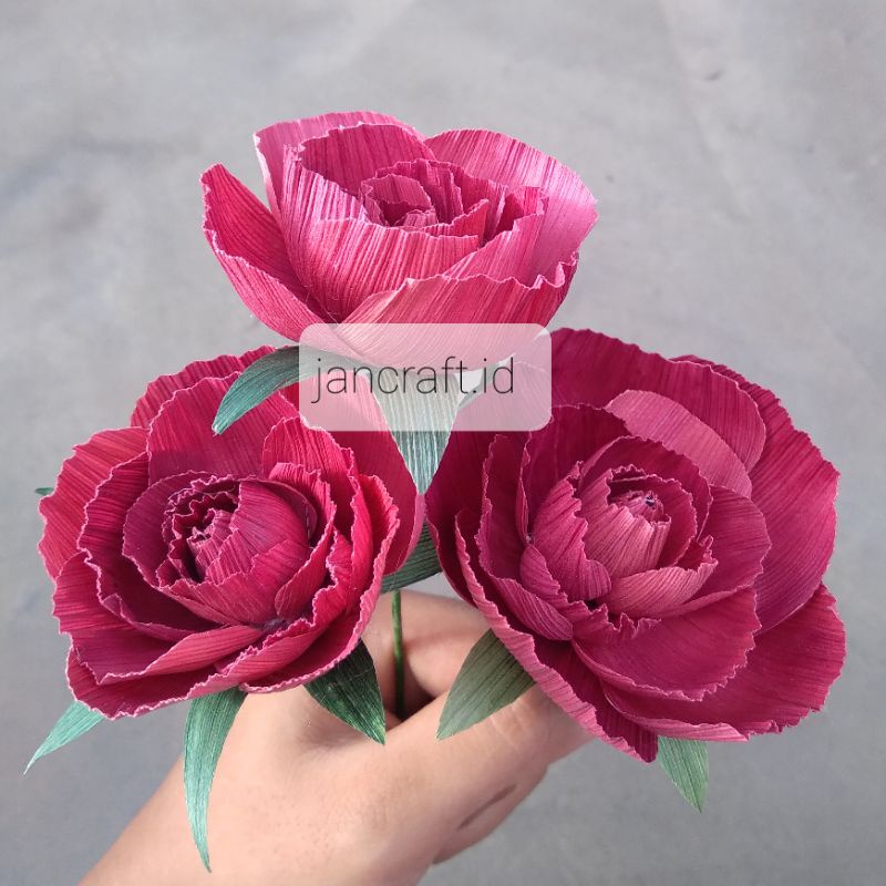 Bunga PEONY artifisial bahan klobot jagung