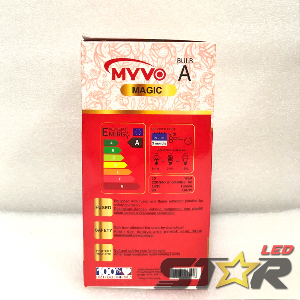 MYVO MAGIC 15W LED AC DC Bulb A Lampu Emergency Anti Rumah Gelap Hemat Energi Irit Listrik Fitting E27 15 WATT Star