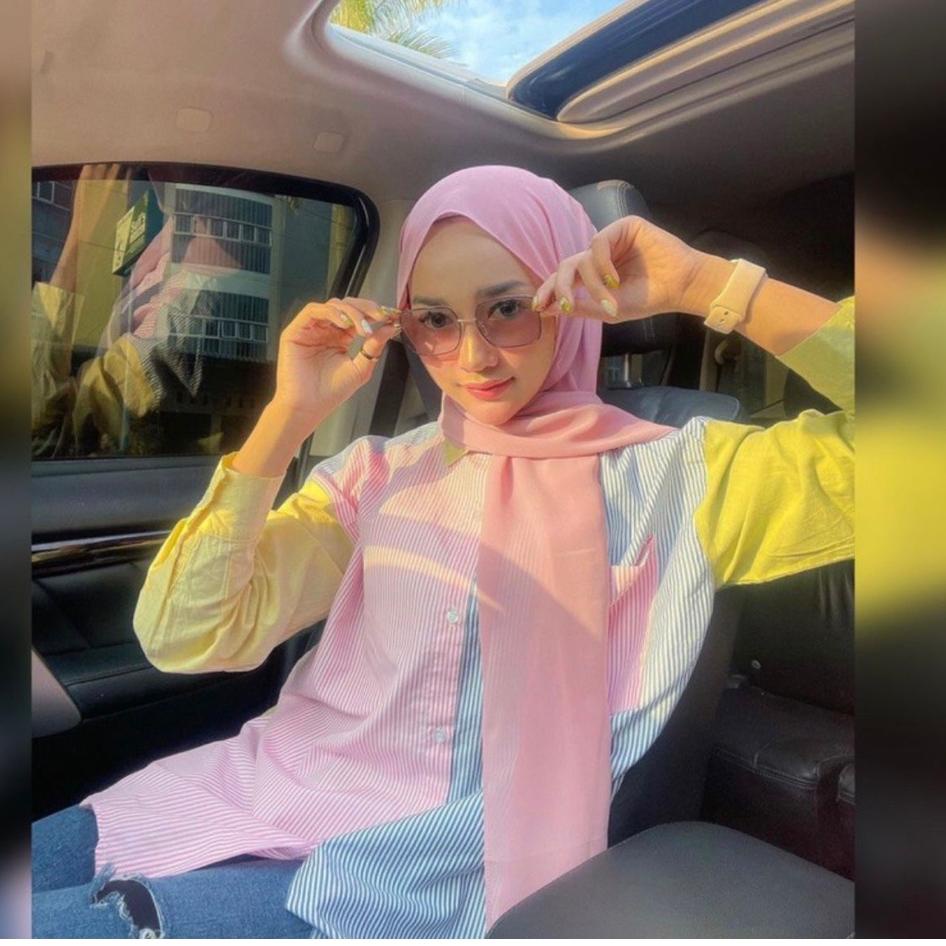 READY!! KEMEJA WANITA IMPORT RAINBOW KOREAN STYLE BIG SIZE/ ATASAN KEMEJA NEW PELANGI JUMBO/ KEMEJA 
