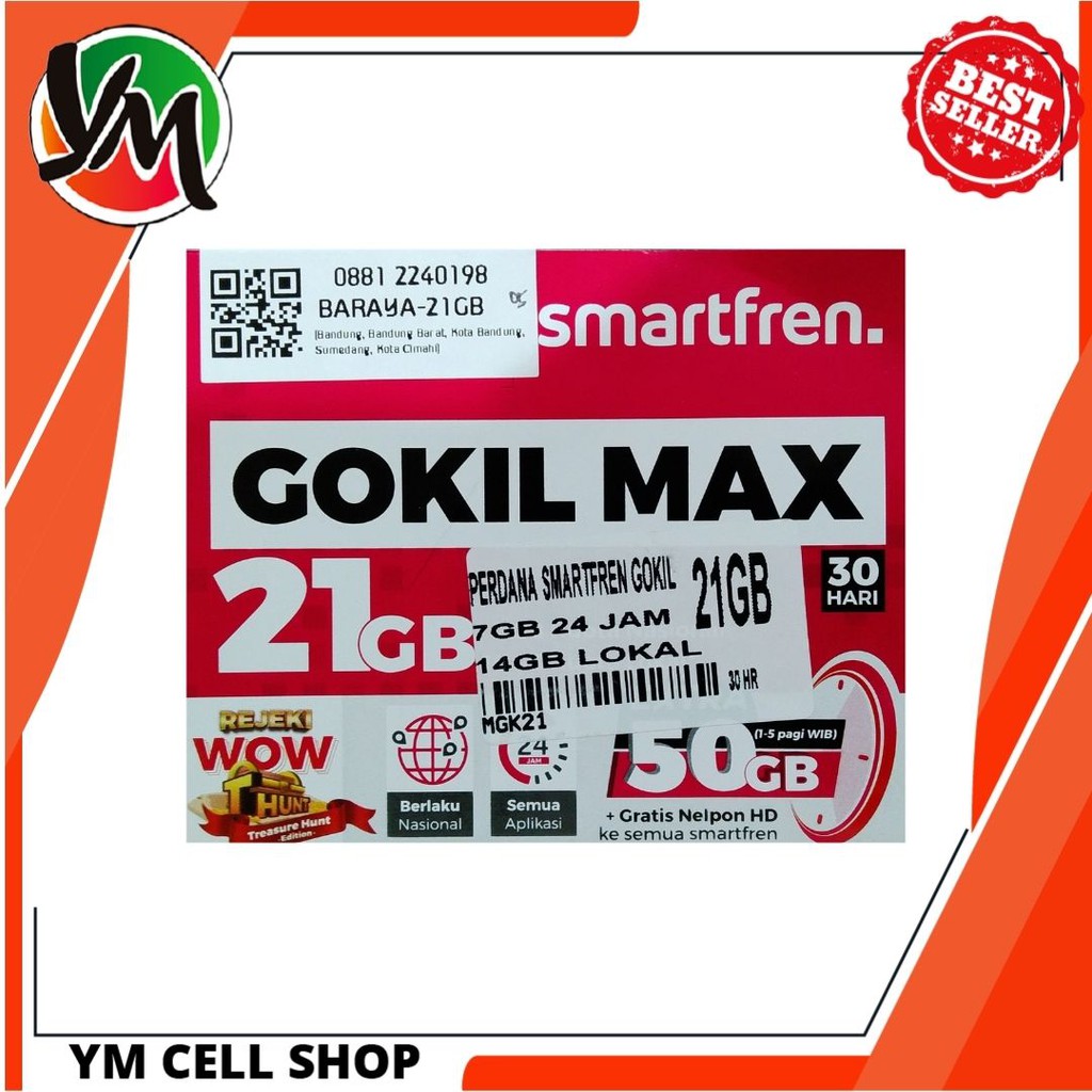 KARTU PERDANA KUOTA INTERNET SMARTFREN GOKIL MAX 21GB