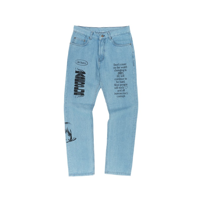 Based Club Face Celana Panjang Denim Washing Biru