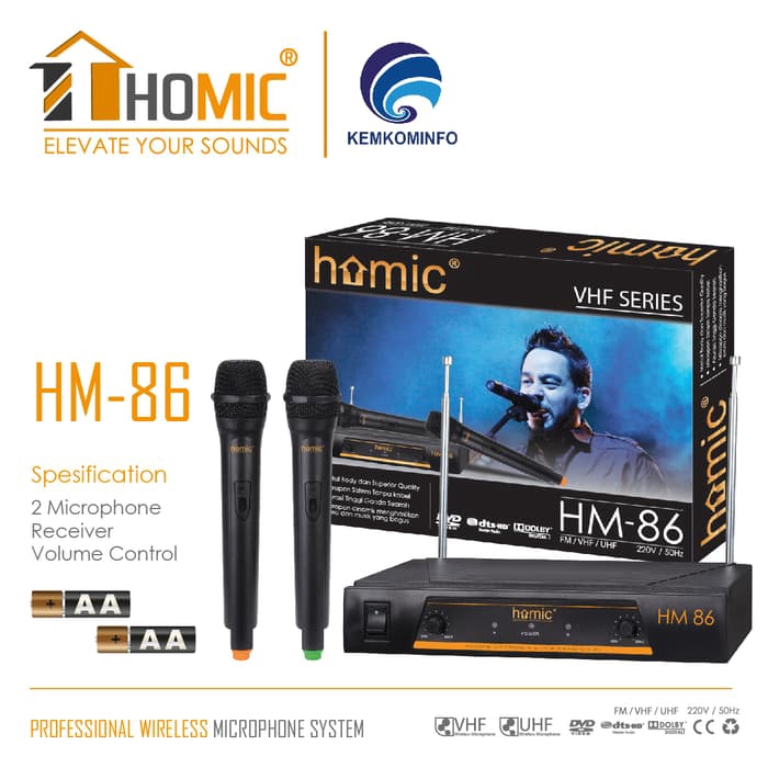 Homic HM-86 Double Wirelles Dengan Sistem Tanpa Kabel Suara Top