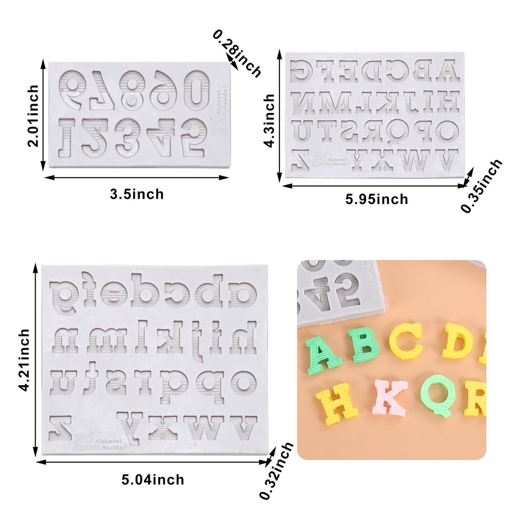 4 Pcs Cetakan Kue Bentuk Huruf Besar Dan Kecil Bahan Silikon Resin Untuk Dekorasi