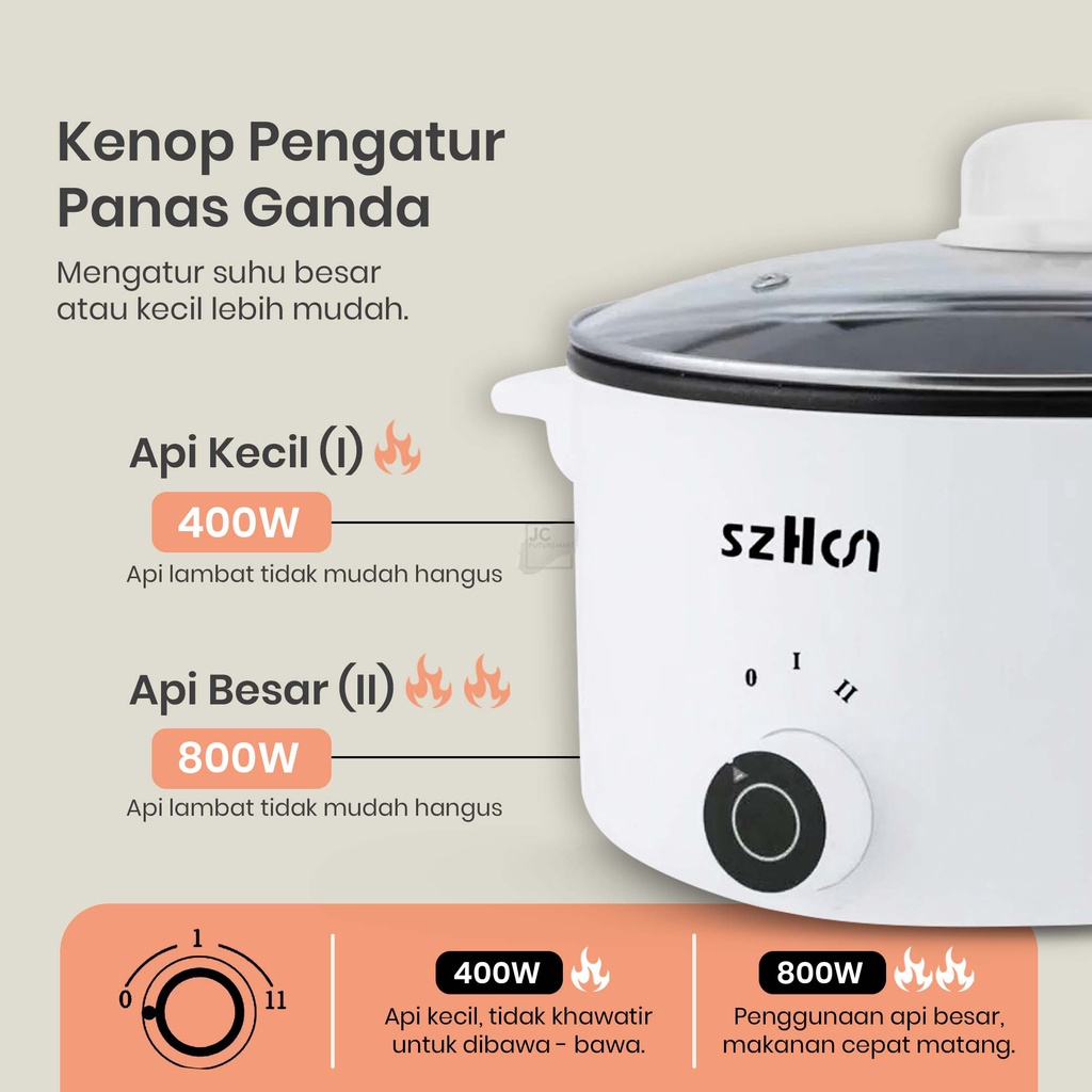 FOOD STEAMER ELECTRIC 3 LAYERS 2.5L | PANCI KUKUS LISTRIK JZ-22 - Putih