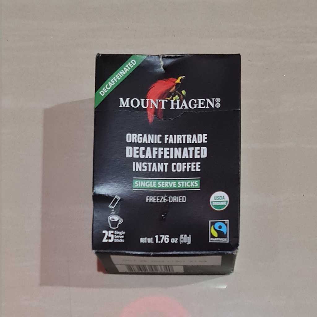 Mount Hagen Organic Fairtrade Decaffeinated Instant Coffee 25 x 2 Gram