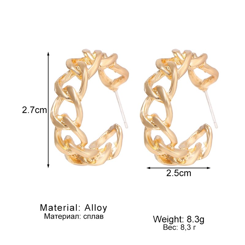 Anting Bentuk Lingkaran Geometris Bahan Logam Warna Emas Gaya Korea Untuk Wanita