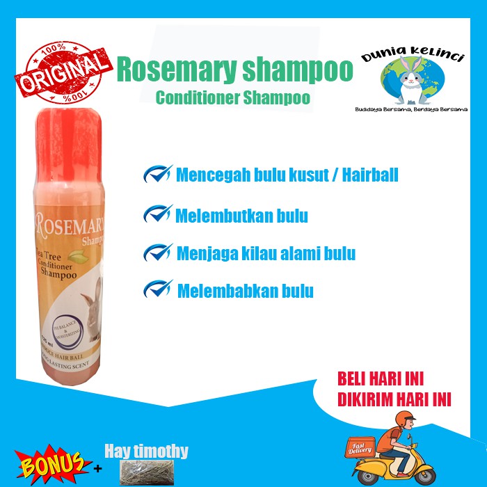 SHAMPOO KELINCI ROSEMARY CONDITIONER MELEMBUTKAN DAN MELEMBABKAN MENCEGAH BULU KUSUT