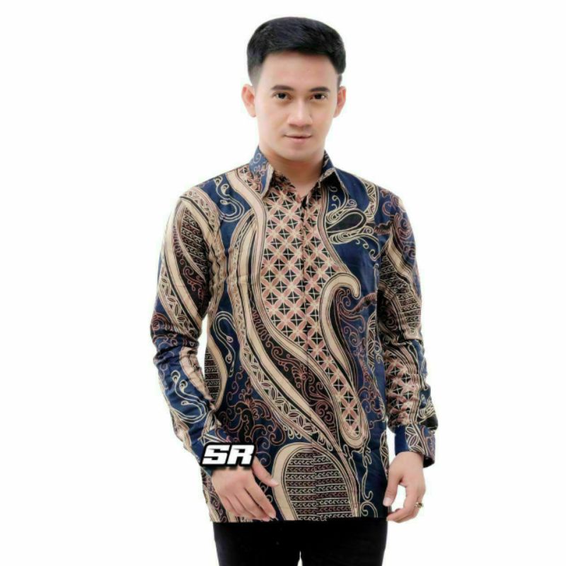 Kemeja Batik Atasan Pria Lengan Panjang M L XL XXL