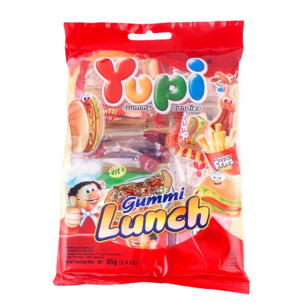 

YUPI Gummi Lunch Candies 80g - Permen Jelly Kenyal Bentuk Makanan