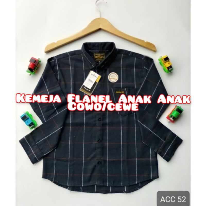 Kemeja Flanel Anak Cowo Cewe Usia 3-13 Tahun ORI Lengan Panjang Kotak Kotak Motif Terbaru