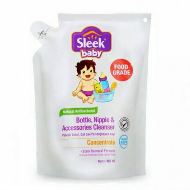 Sleek Baby Bottle Nipple And Accessories Cleanser Refill Pouch 450ml