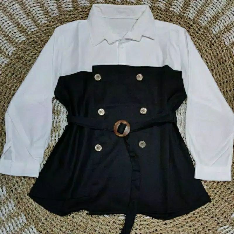 SINTA BLOUS // Kemeja Wanita Motif Ld 100 Bahan Mpscrep-Hitam