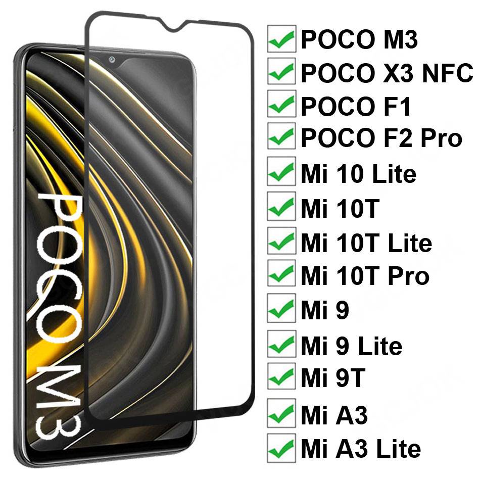 9D Protective Tempered Glass For Xiaomi POCO M3 X3 NFC F1 F2 Pro Screen Protector For Mi 9 10 Lite A3 9T 10T Pro Full Cover Film