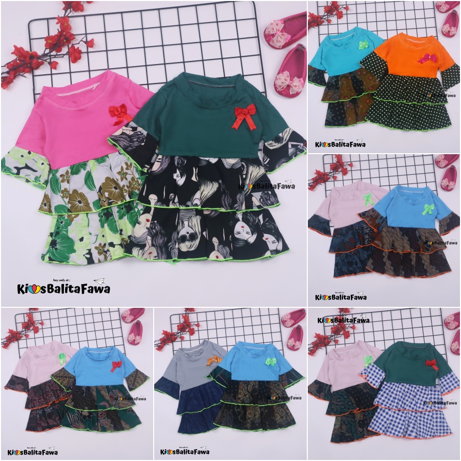 Dress Syifa uk Bayi 3-12 Bayi / Gaun Pesta Murah Baju Baby Perempuan Grosir Dres Lengan Panjang