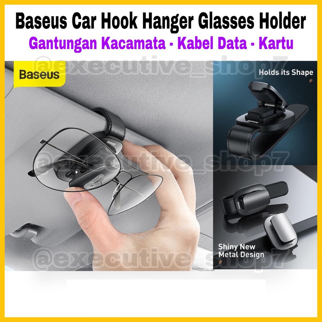 Baseus Car Hook Hanger Glasses Holder - Gantungan Kacamata - Kabel Data - Kartu