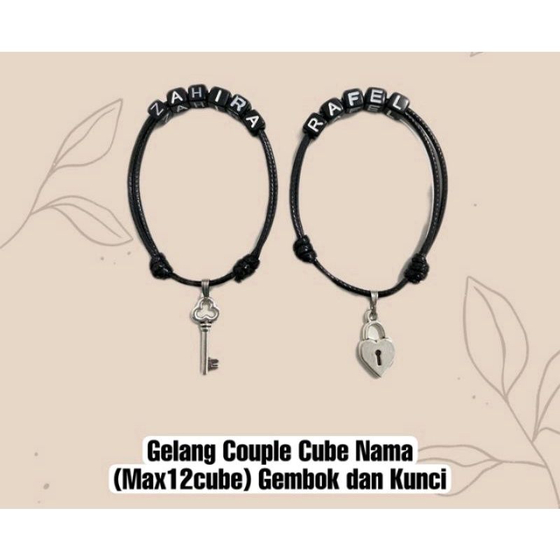 SEPASANG Gelang couple gembok kunci inisial / Nama + magnat