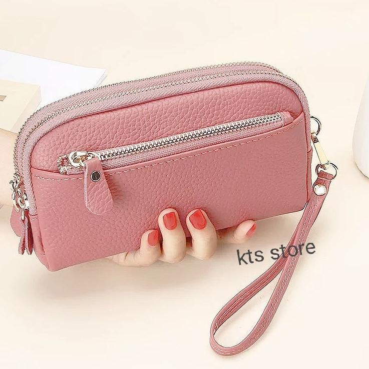 Bagus Banget.. Dompet Wanita Panjang Muat Hp uang Dan Kunci KERANG 3 Ruang Pouch Murah branded Korea