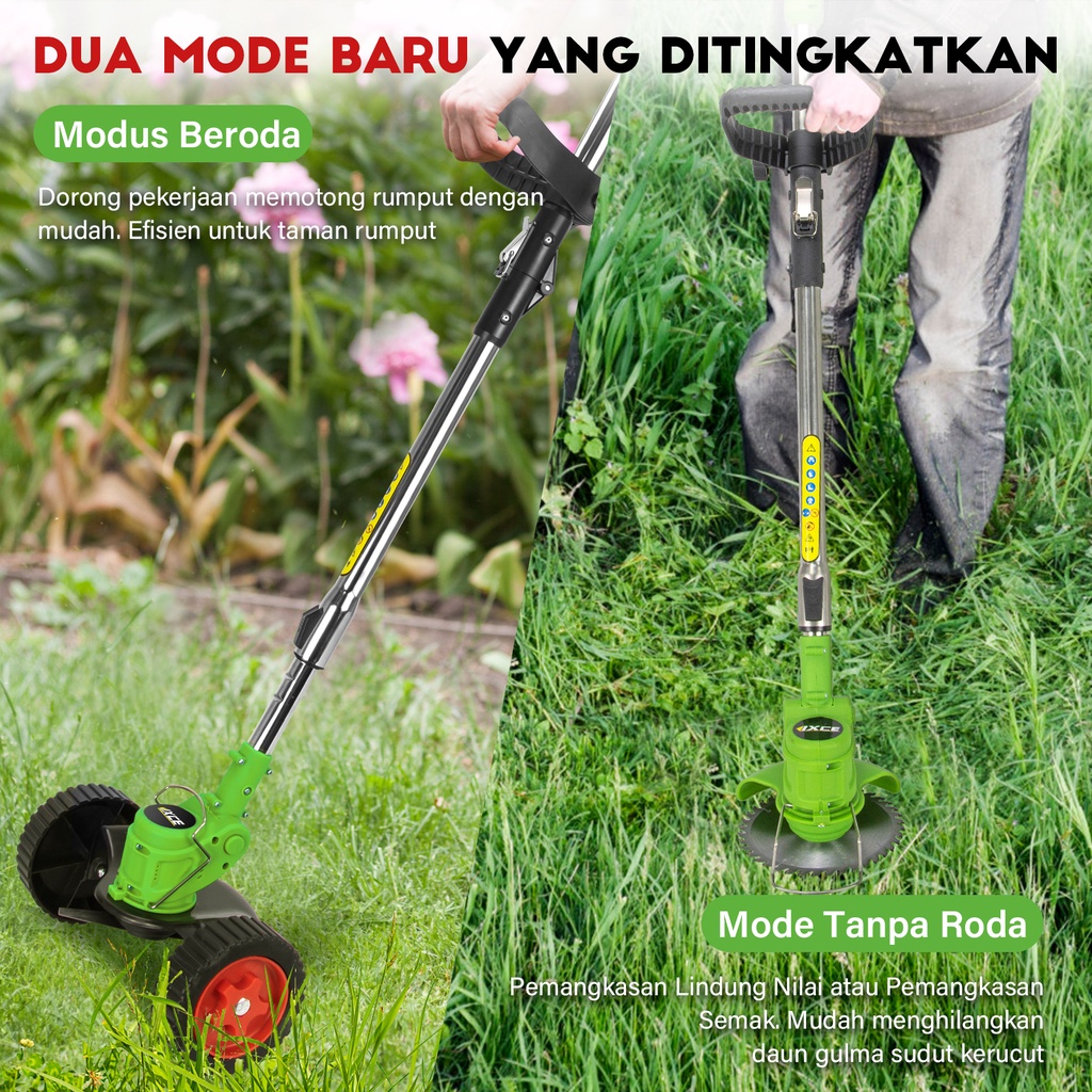 IXCE Mesin pemotong rumput 24V/36V/48V Multifungsi Listrik Rumah Tangga Mesin Pemotong Rumput Kecil Baterai Lithium Isi Ulang Mesin Pemotong Rumput Daya Tinggi Harga grosir bisa nego