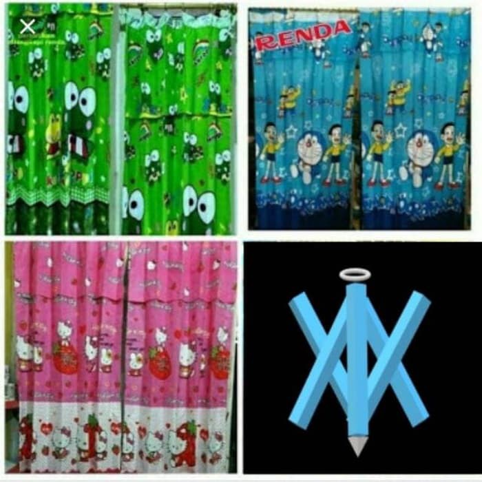 Murah GORDEN JENDELA KARAKTER /KARAKTER DORAEMON / KARAKTER HELLO KITTY - hk pink