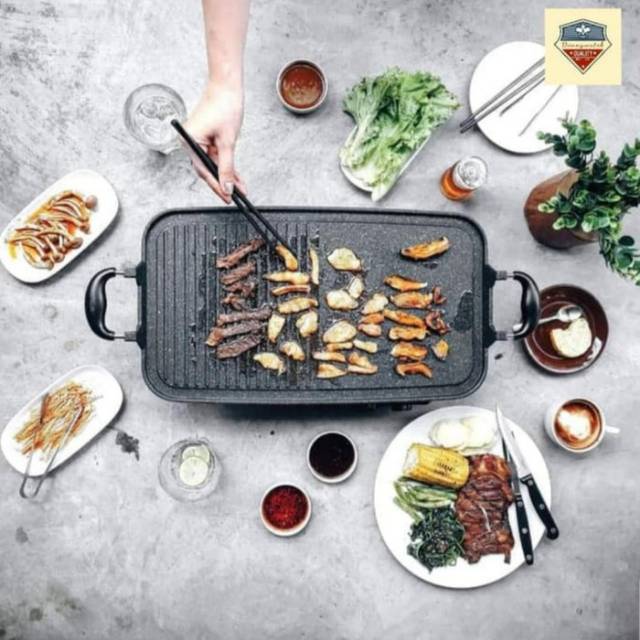 OMICKO KOMPOR PORTABLE Multi Grill Pan  , BBQ  ,  Bulgogi  , Happy Grill Pan, Alat Panggang Pemanggang