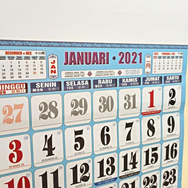 

Promo!!-648 Kalender Kerja 2021 Full Color Ukuran Jumbo 64 x 47.5cm Jawa Arab Cina