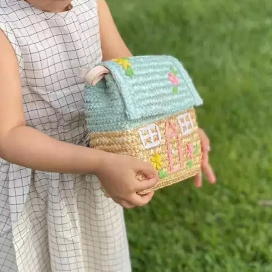 Tas ransel anak scandinavian House straw backpack