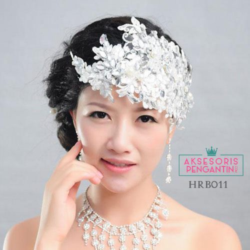 [STOK TERBATAS] HEADPIECE PENGANTIN AKSESORIS WEDDING HAIRPIECE PUTIH HRB011