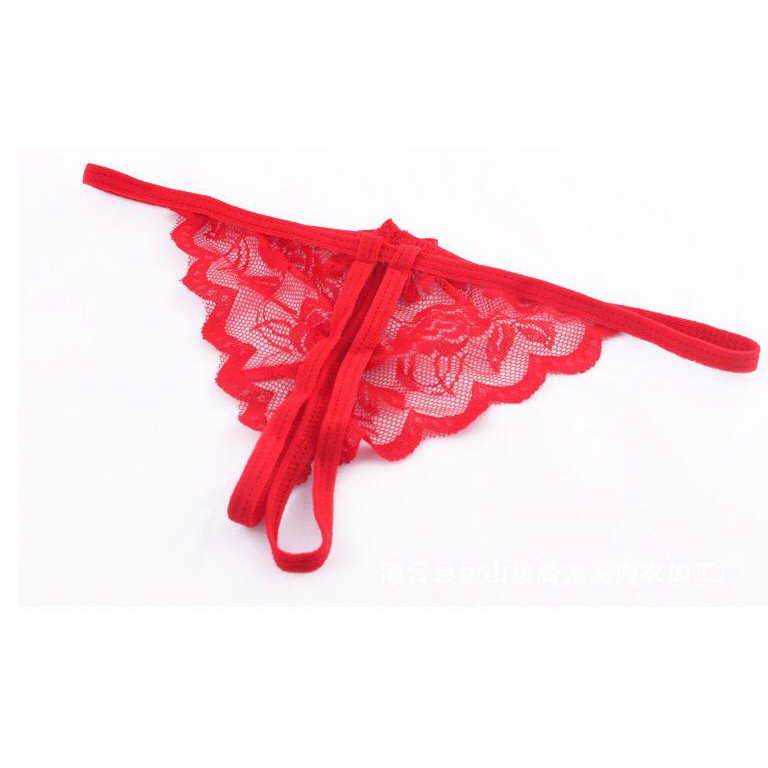 Victoria G-String Wanita Lace Transparan Open Celana Dalam Panties Import 3040