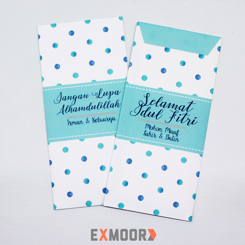 Angpao Lebaran Custom Nama Kode 15 Set 10 pcs Polkadot Mint