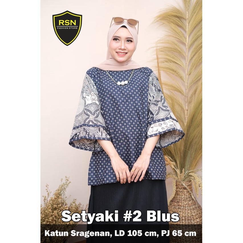 Atasan Batik Blouse Wanita Dewasa Terlaris M-XL Baju Batik Murah Terbaru 2021 Setyaki #2 Blus-0